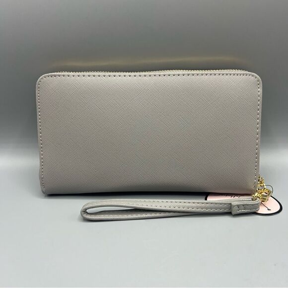Betsey Johnson Logo Gray Zip Around Wallet Wristlet - Picture 2 of 4
